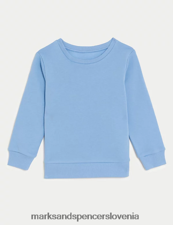 bombažna majica z okroglim izrezom bledo modra Marks & Spencer šolska uniforma otroci 6T8F6X8648