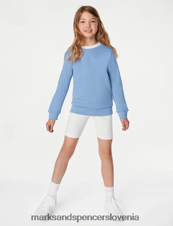 bombažna majica z okroglim izrezom bledo modra Marks & Spencer šolska uniforma otroci 6T8F6X8648