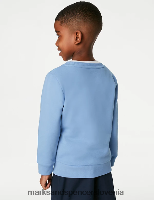 bombažna majica z okroglim izrezom bledo modra Marks & Spencer šolska uniforma otroci 6T8F6X8648