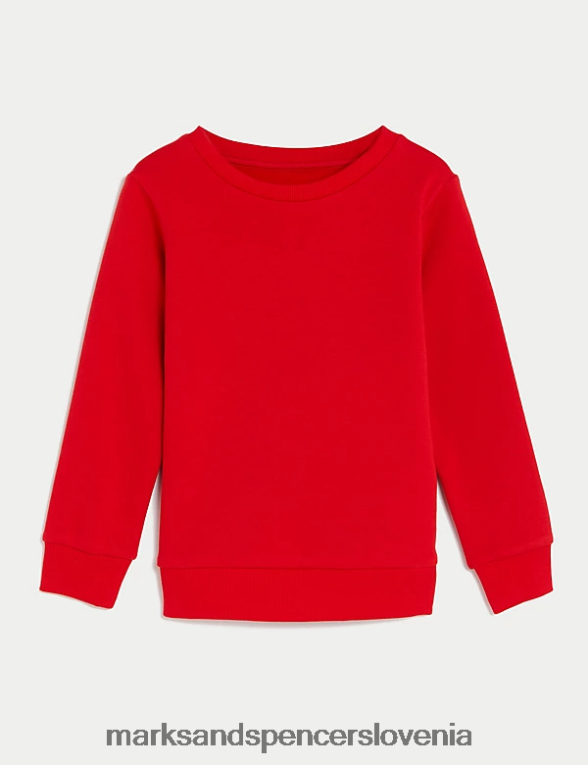 bombažna majica z okroglim izrezom rdeča Marks & Spencer šolska uniforma otroci 6T8F6X8647