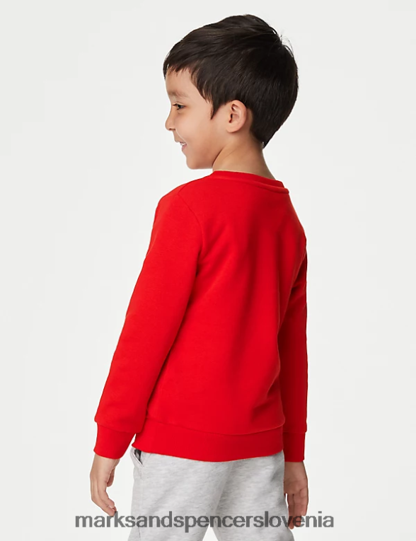 bombažna majica z okroglim izrezom rdeča Marks & Spencer šolska uniforma otroci 6T8F6X8647
