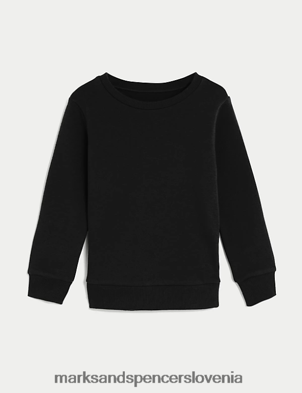 bombažna majica z okroglim izrezom Črna Marks & Spencer šolska uniforma otroci 6T8F6X8650