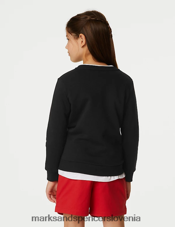 bombažna majica z okroglim izrezom Črna Marks & Spencer šolska uniforma otroci 6T8F6X8650