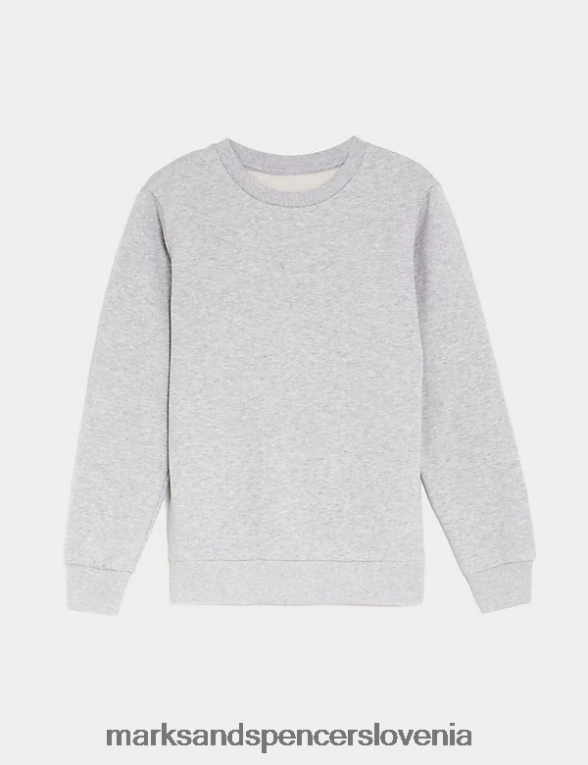 bombažna majica z okroglim izrezom sivi lapor Marks & Spencer šolska uniforma otroci 6T8F6X8649