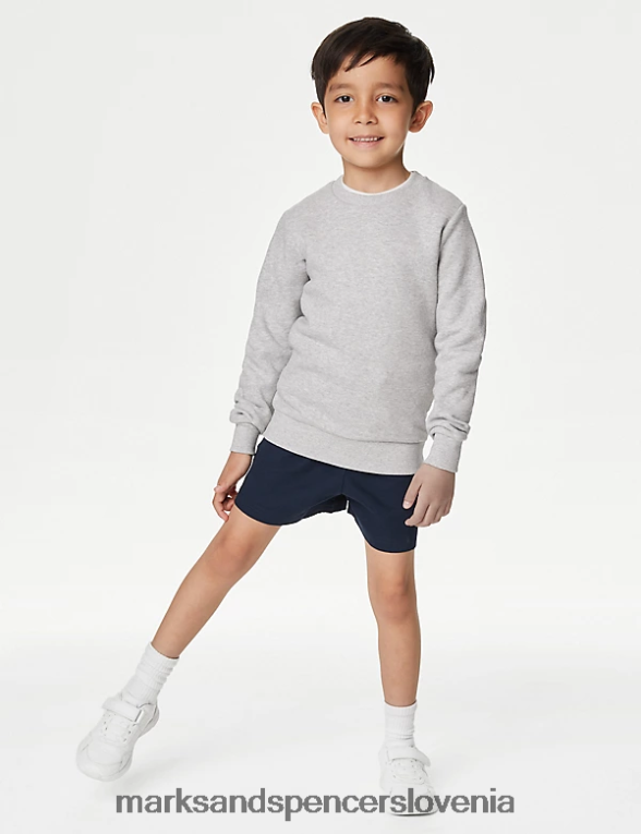 bombažna majica z okroglim izrezom sivi lapor Marks & Spencer šolska uniforma otroci 6T8F6X8649