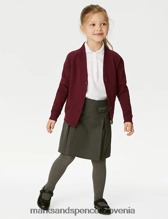bombažna navadna šolska jopica bordo Marks & Spencer šolska uniforma otroci 6T8F6X9933