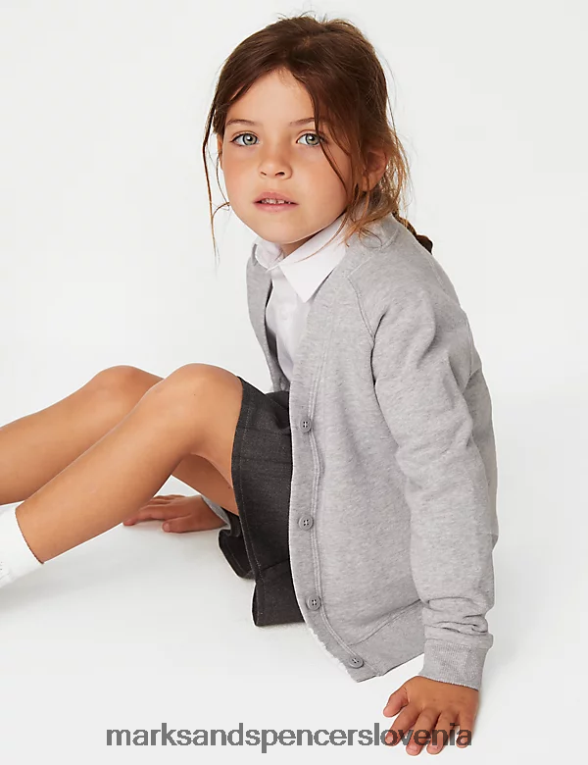bombažna navadna šolska jopica sivi lapor Marks & Spencer šolska uniforma otroci 6T8F6X9940