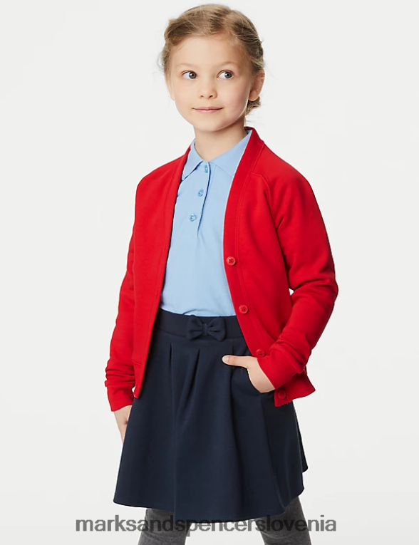šolska jopica iz bogatega bombaža rdeča Marks & Spencer šolska uniforma otroci 6T8F6X9040