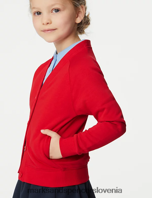 šolska jopica iz bogatega bombaža rdeča Marks & Spencer šolska uniforma otroci 6T8F6X9040