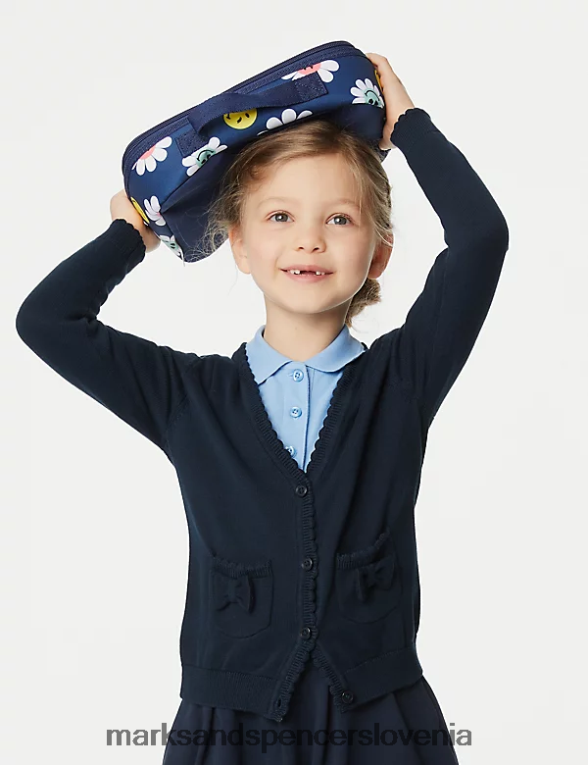 šolska jopica z žepom iz čistega bombaža mornarica Marks & Spencer šolska uniforma otroci 6T8F6X9277