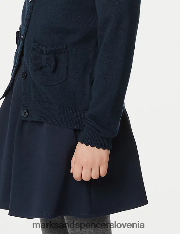 šolska jopica z žepom iz čistega bombaža mornarica Marks & Spencer šolska uniforma otroci 6T8F6X9277
