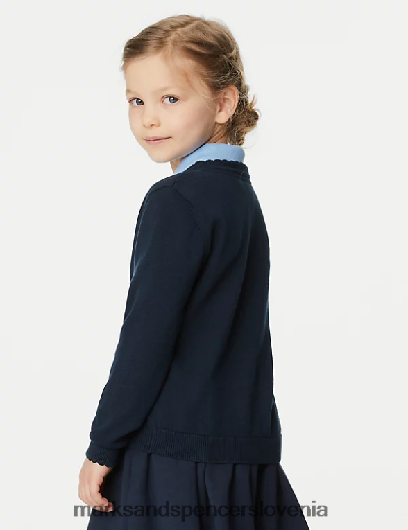 šolska jopica z žepom iz čistega bombaža mornarica Marks & Spencer šolska uniforma otroci 6T8F6X9277