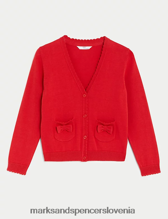 šolska jopica z žepom iz čistega bombaža rdeča Marks & Spencer šolska uniforma otroci 6T8F6X9276