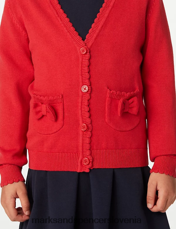 šolska jopica z žepom iz čistega bombaža rdeča Marks & Spencer šolska uniforma otroci 6T8F6X9276