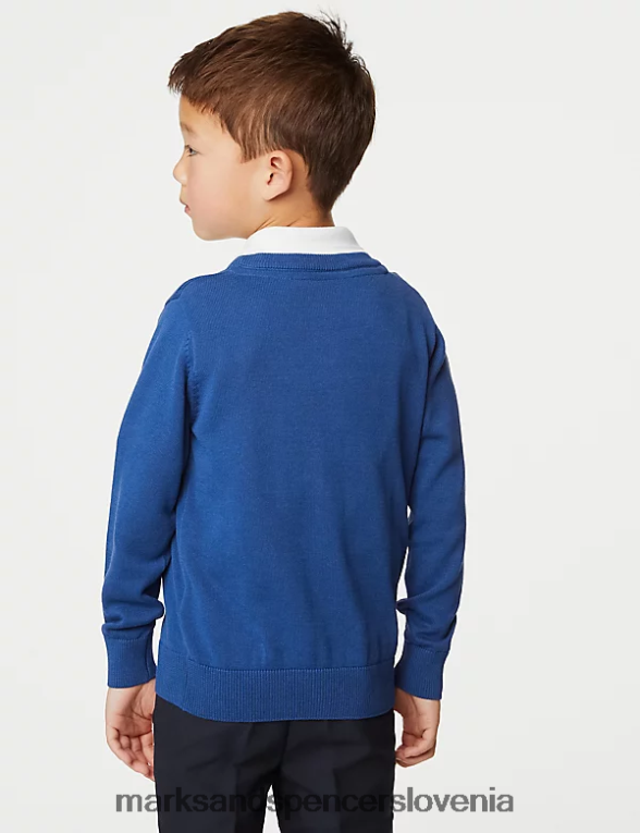 Šolski pulover iz čistega bombaža iz 2 kosov modra Marks & Spencer šolska uniforma otroci 6T8F6X8056