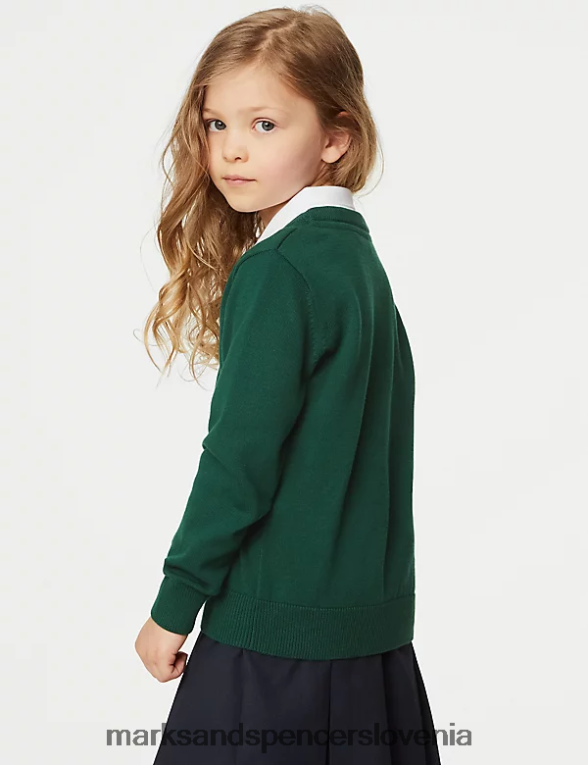 Šolski pulover iz čistega bombaža iz 2 kosov zelena Marks & Spencer šolska uniforma otroci 6T8F6X8058