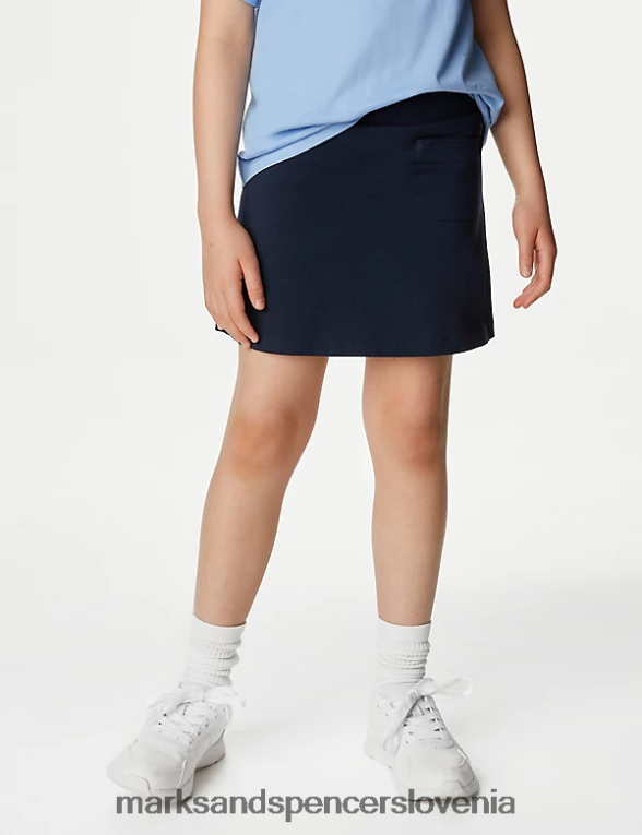 bombaž z raztegljivimi športnimi šolskimi hlačami mornarica Marks & Spencer šolska uniforma otroci 6T8F6X9467