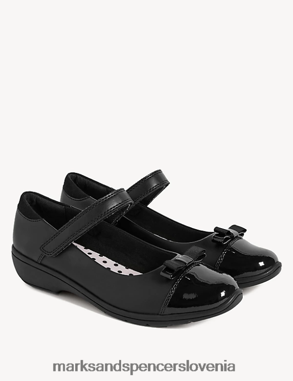 usnjeni šolski copati na wedge Črna Marks & Spencer šolska uniforma otroci 6T8F6X9909