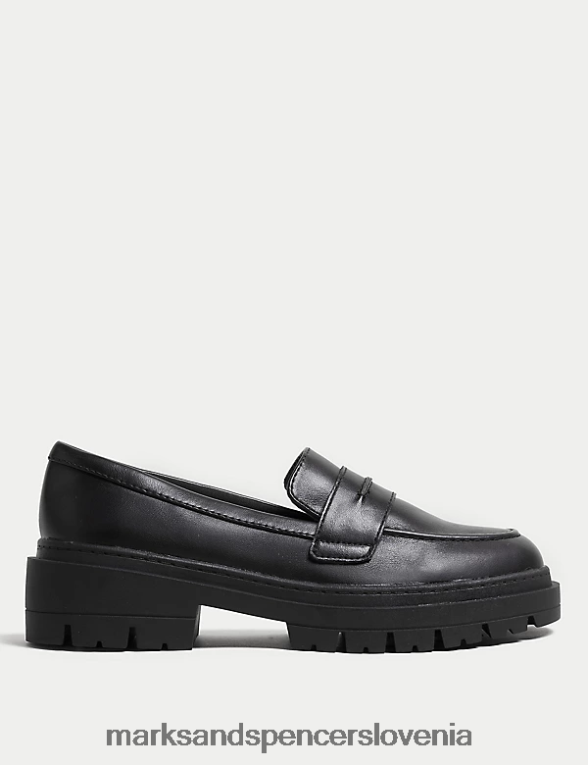 Loaferji s širokim krojem Črna Marks & Spencer čevlje uniseks 6T8F6X1300