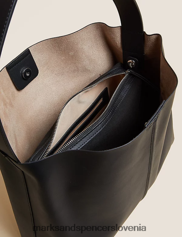 torba za čez ramo iz umetnega usnja Črna Marks & Spencer dodatki uniseks 6T8F6X2755