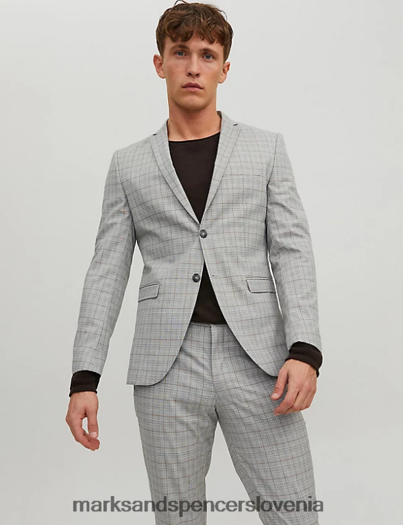 karirasti enoprsni blazer siva Marks & Spencer oblačila uniseks 6T8F6X5906