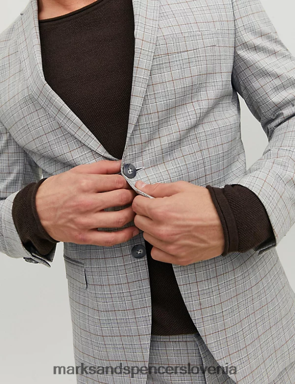 karirasti enoprsni blazer siva Marks & Spencer oblačila uniseks 6T8F6X5906