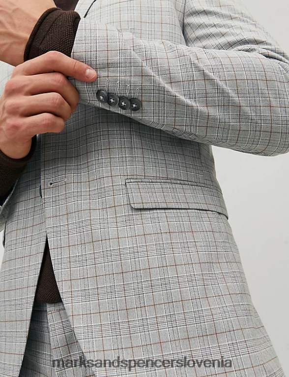 karirasti enoprsni blazer siva Marks & Spencer oblačila uniseks 6T8F6X5906