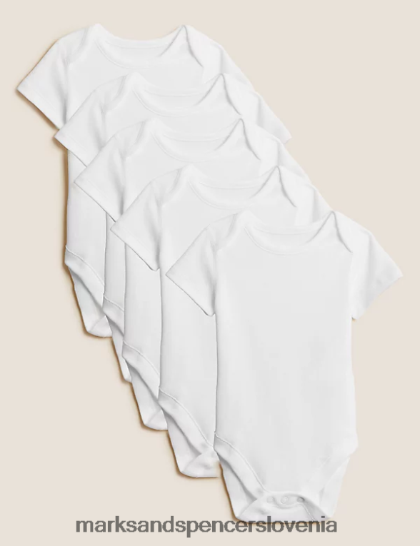 Bodi iz čistega bombaža 5pk bela Marks & Spencer oblačila uniseks 6T8F6X7318