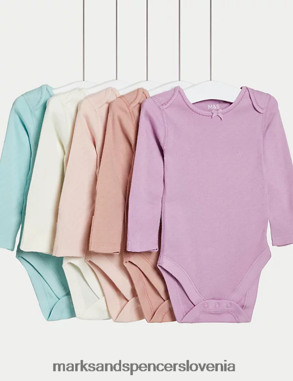 Bodi iz čistega bombaža 5pk roza mešanica Marks & Spencer oblačila uniseks 6T8F6X7677