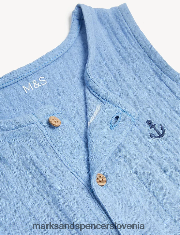 hlače iz čistega bombaža azurno modra Marks & Spencer oblačila uniseks 6T8F6X7256