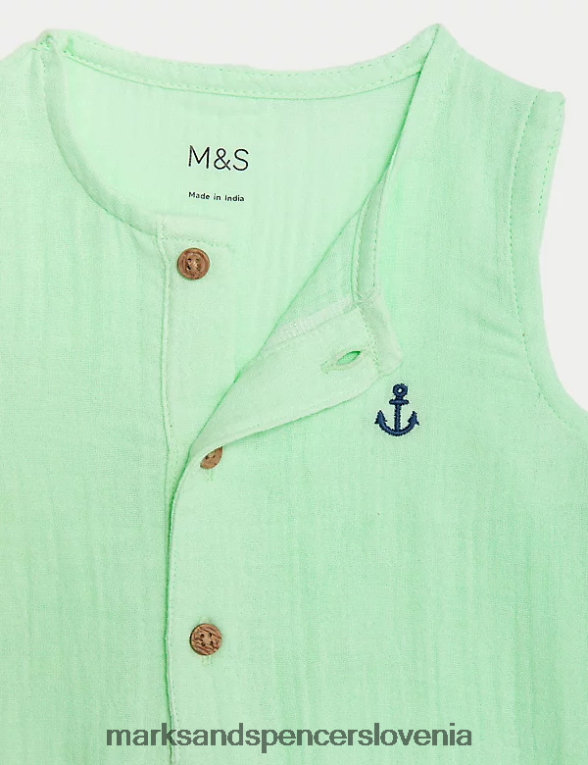 hlače iz čistega bombaža zelena Marks & Spencer oblačila uniseks 6T8F6X7571