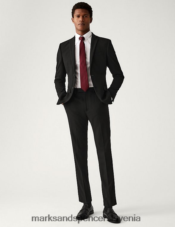 skinny fit raztegljive hlače Črna Marks & Spencer oblačila uniseks 6T8F6X6629