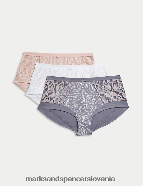 3pk Wildblooms kratke hlače z visoko postavo srednje siva Marks & Spencer oblačila uniseks 6T8F6X4548