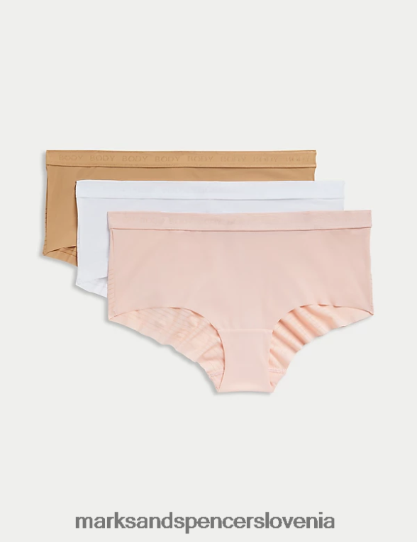 3pk body opredeljuje kratke hlače z nizko postavo nežno roza Marks & Spencer oblačila uniseks 6T8F6X4333
