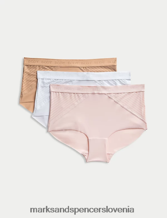 3pk body opredeljujejo kratke hlače z visoko postavo nežno roza Marks & Spencer oblačila uniseks 6T8F6X3841