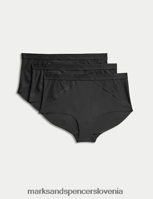 3pk body opredeljujejo kratke hlače z visoko postavo Črna Marks & Spencer oblačila uniseks 6T8F6X4226