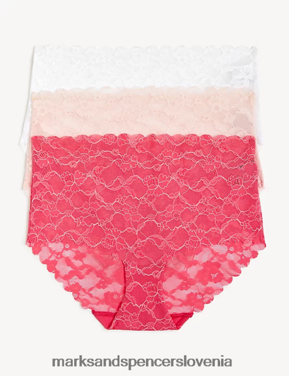 3pk kratke hlače s čipko in visoko postavo vroče roza Marks & Spencer oblačila uniseks 6T8F6X4009