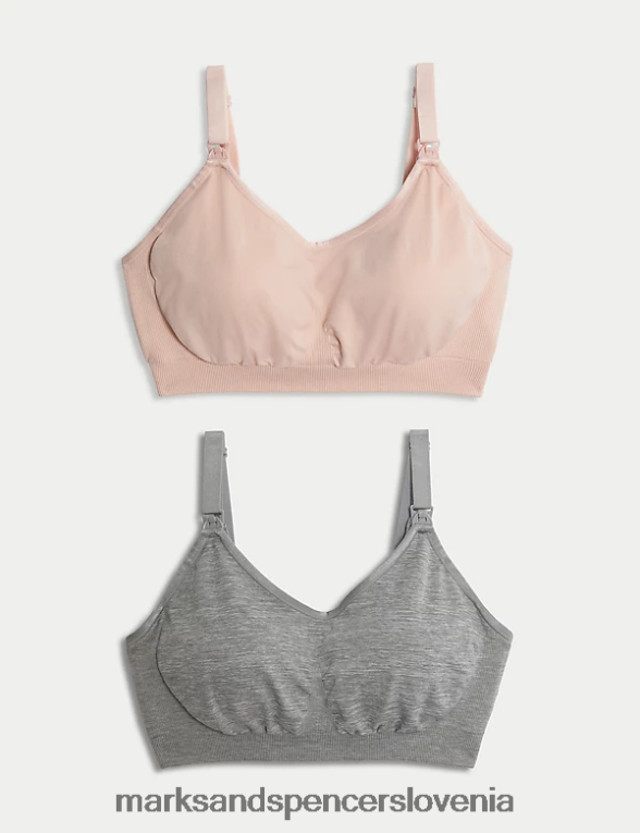 2pk brezšivni nedrčki za dojenje s polnimi košaricami siva mešanica Marks & Spencer oblačila uniseks 6T8F6X4602