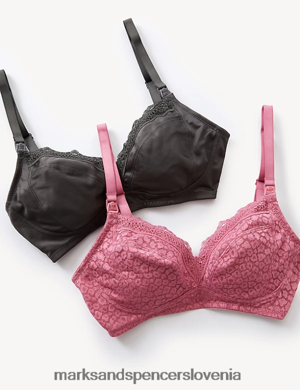 2pk nedrčki za dojenje iz čipke in mreže mešanica malin Marks & Spencer oblačila uniseks 6T8F6X4222
