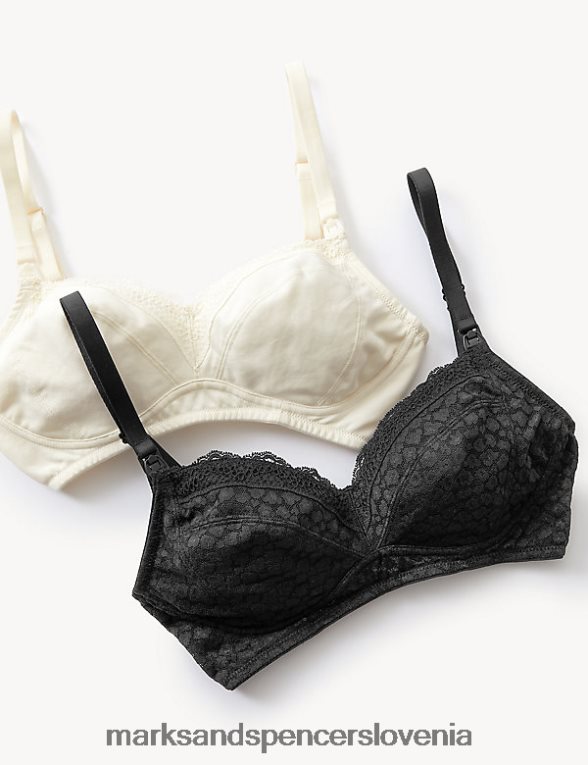 2pk nedrčki za dojenje iz čipke in mreže črna mešanica Marks & Spencer oblačila uniseks 6T8F6X3839