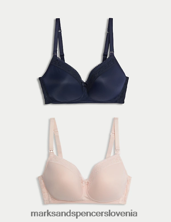 2pk nosečniški nedrčki za dojenje s čipkasto obrobo mornarska mešanica Marks & Spencer oblačila uniseks 6T8F6X4425