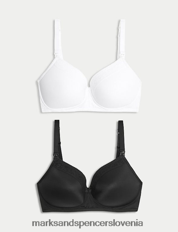 2pk nosečniški nedrčki za dojenje s čipkasto obrobo črnobela Marks & Spencer oblačila uniseks 6T8F6X4780
