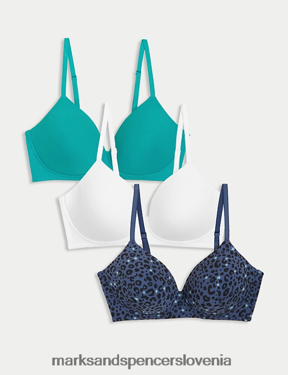 3pk bombažni nedrček s polnimi košaricami temno modra mešanica Marks & Spencer oblačila uniseks 6T8F6X4520