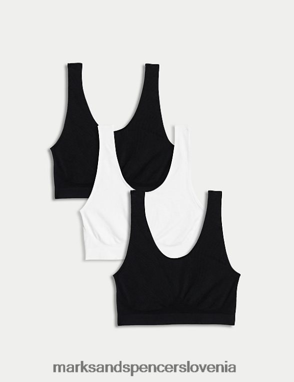 3pk brezšivne kratke majice brez žic bela/črna Marks & Spencer oblačila uniseks 6T8F6X4605