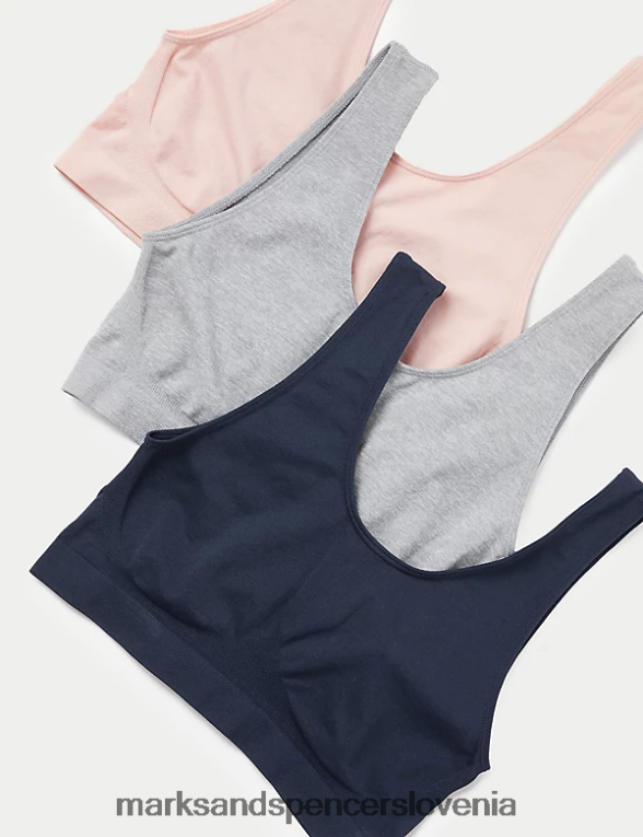 3pk brezšivne kratke majice brez žic svetlo roza mešanica Marks & Spencer oblačila uniseks 6T8F6X4192