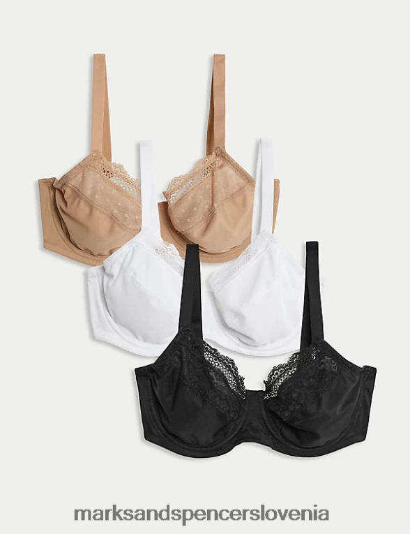 3pk žični modrčki z zmanjšanimi košaricami črna mešanica Marks & Spencer oblačila uniseks 6T8F6X3769
