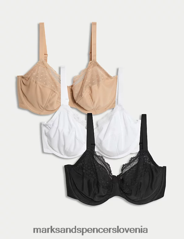 3pk žični nedrčki s polnimi košaricami črna mešanica Marks & Spencer oblačila uniseks 6T8F6X4525