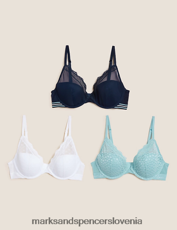3pk nedrčki s čipkasto obrobo turkizna mešanica Marks & Spencer oblačila uniseks 6T8F6X4261
