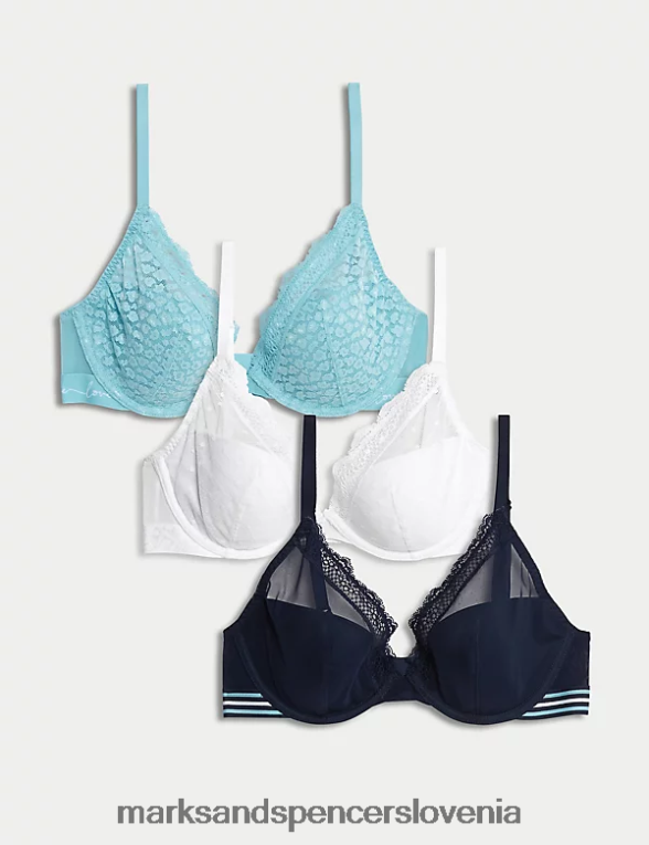 3pk nedrčki s čipkasto obrobo turkizna mešanica Marks & Spencer oblačila uniseks 6T8F6X4261