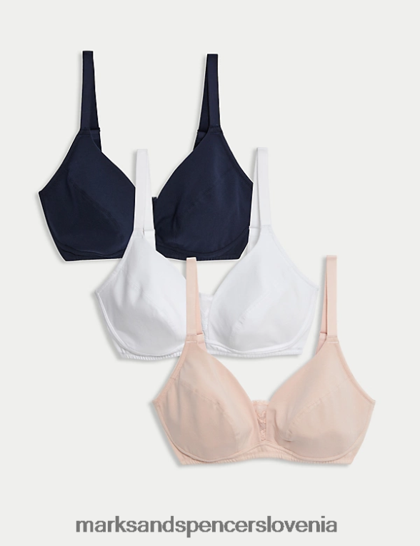 3pk nedrčki s polnimi košaricami iz bombaža in čipke nežno roza Marks & Spencer oblačila uniseks 6T8F6X3686
